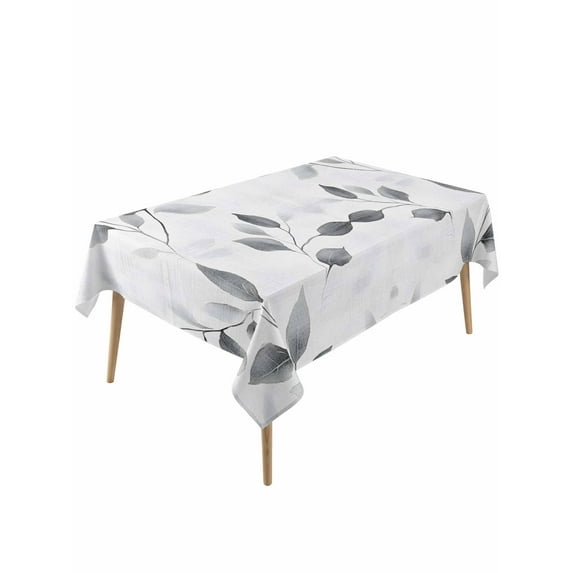 Gray Leaves Table Cloth, Spring Rustic Branches Botanical Waterproof Tablecloth for Rectangle Tables, Reusable Washable Fabric Table Cover for Restaurant Kitchen Dining Tables 60"x120"