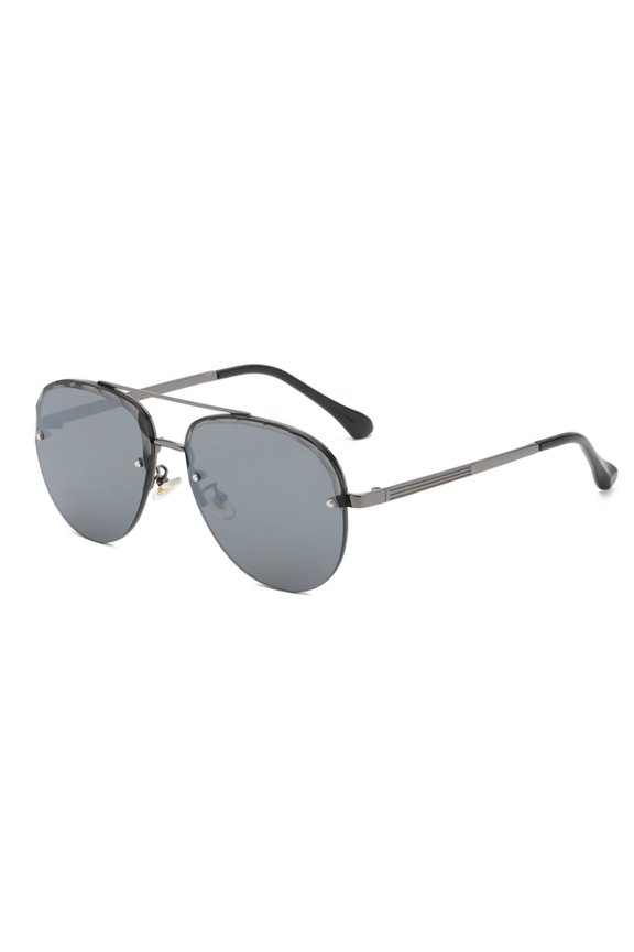 Gray Lens Metal Frame Sunglasses - UV Protection Minimalist Daily & Office Eyewear