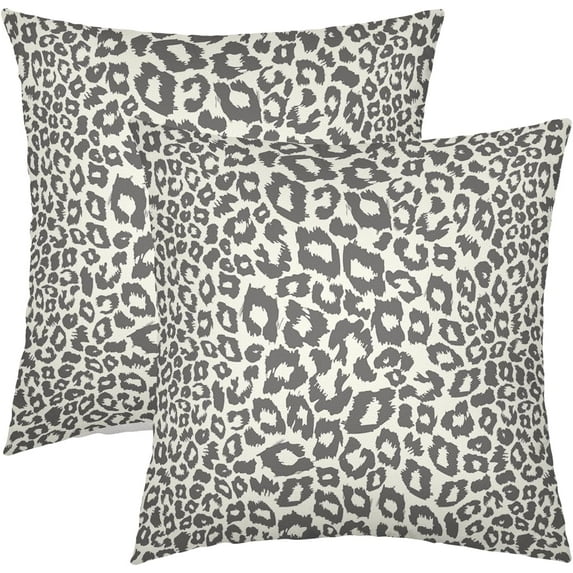 Gray Leopard Print Pillow Covers 16x16 Inch Set of 2 Cheetah Animal Spots Decorative Throw Pillows for Couch Farmhouse Square Pillow Cases Home Decor for Living Room Sofa Bed Porch Outdoor