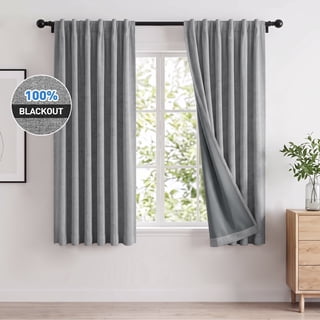 100% Blackout Curtains 2 Panels Set, Faux Linen 42x63 Inch Light Blocking Window Curtains, Rod Pocket & Back Tabs Thermal Insulated Room Darkening Drapes for Living Room Bedroom,Gray