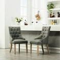 thumbnail image 1 of Gray Linen - Look Polyester - Wingback & Button Tufted Style - Formal Dining Setting - Brings Traditional Charm, 1 of 5