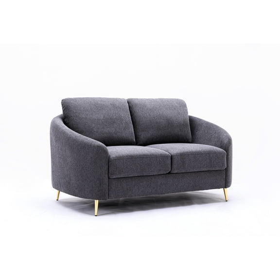 Gray Linen Loveseat | Ideal for Modern Living Spaces with Comfortable Seating | Pocket Coil Seat and Sturdy Wooden Frame | Easy Assembly for Daily Use and Entertaining