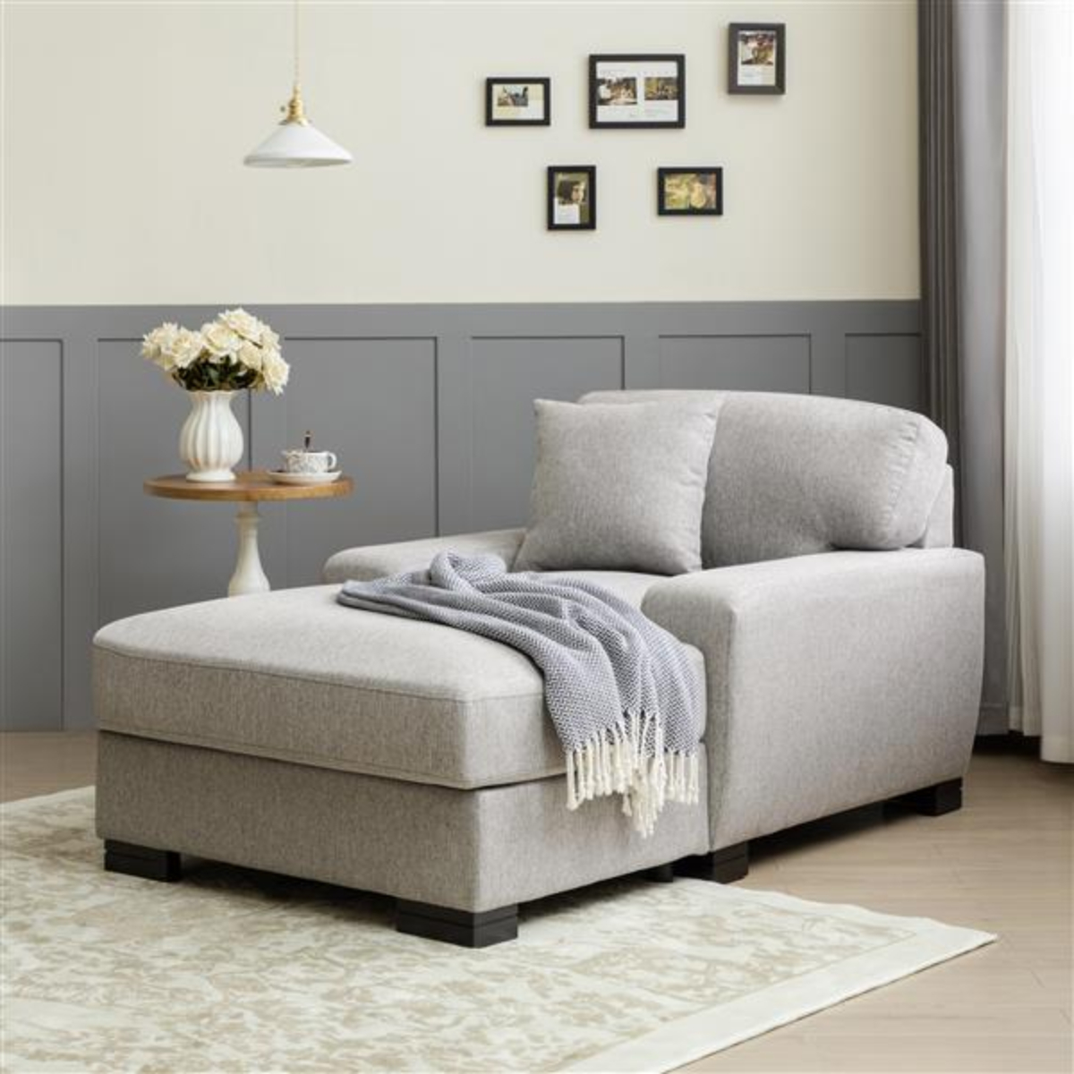 Gray Linen Modern Oversized Comfort Sleeper Sofa with Pillow and Soild