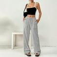 thumbnail image 1 of Gray Linen Pants Women's Spring and Summer Thin Solid Color Cotton and Linen Pocket Pants Casual Pants, 1 of 6