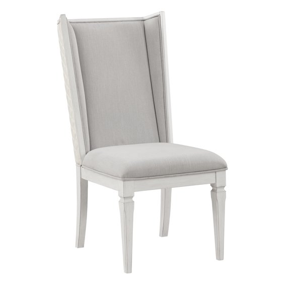Gray Linen & White Side Chairs - (2). 15" Package Height. 21" Seat Depth For Relaxed Sitting. Comfortable Padded Seat. Construction With Rubberwood Composite Wood. Elegant Of 2 Chairs. 42" Product