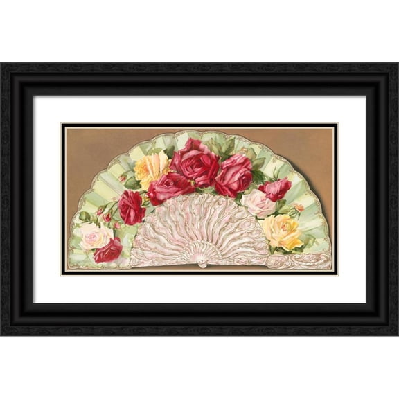 Gray Litho. Co 14x9 Black Ornate Wood Framed Double Matted Museum Art Print Titled: My Lady's Fan (1902)