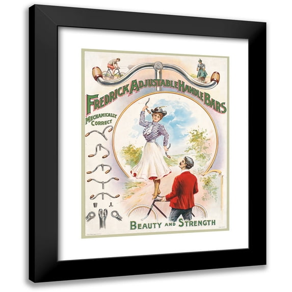 Gray Litho. Co 19x24 Black Modern Framed Museum Art Print Titled - Frederick Adjustable Handle Bars, Mechanically Correct, Beauty and Strength