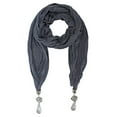 thumbnail image 1 of Gray Long Crinkled Jewelry Scarf With Bauble Tips, 1 of 3