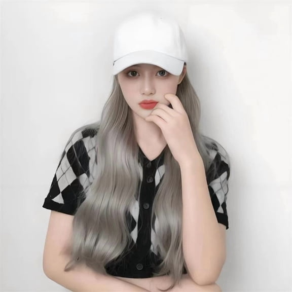 Gray Long Wavy Hair Wig for Women - Elegant Synthetic Hairpiece for Everyday Style