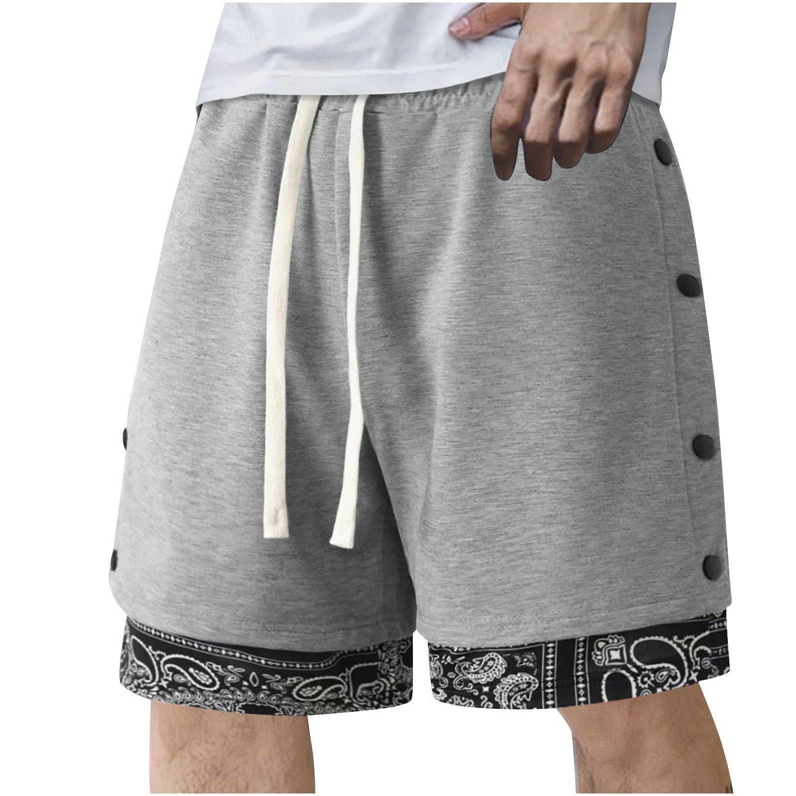 Gray Loose Fit Shorts for Man Fall Summer Beach Casual Hawaiian