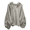 thumbnail image 1 of Gray Loose Fit for Women Winter Fall Long Sleeve Brunch with Hood Plain Hoods Outfit Sweatshirt Women 2026 Clothes Trendy Country Concert Y2K L, 1 of 4