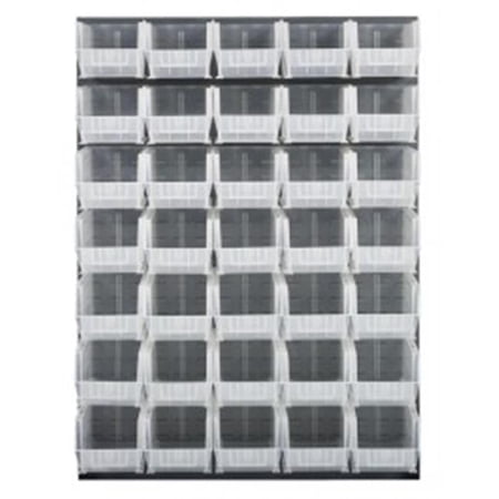 Gray Louvered Panel with Plastic Bins - 48 x 61 in