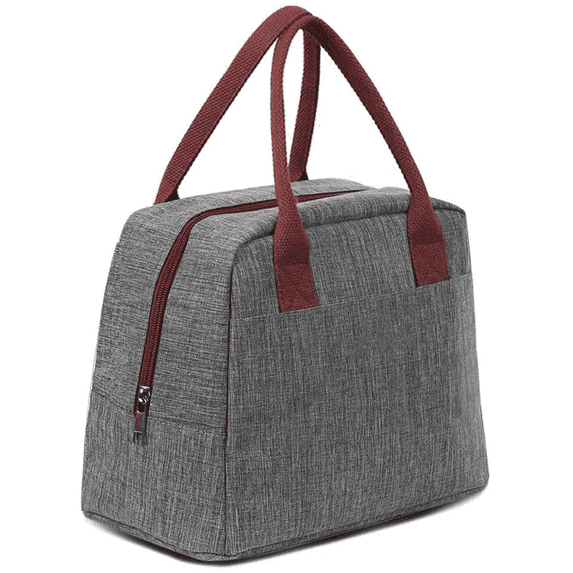 Gray Lunch Tote Bag Box for Men Women, Reusable Insulated Cooler Cute Unisex Lunch Tote Bag for Camping Picnic Office