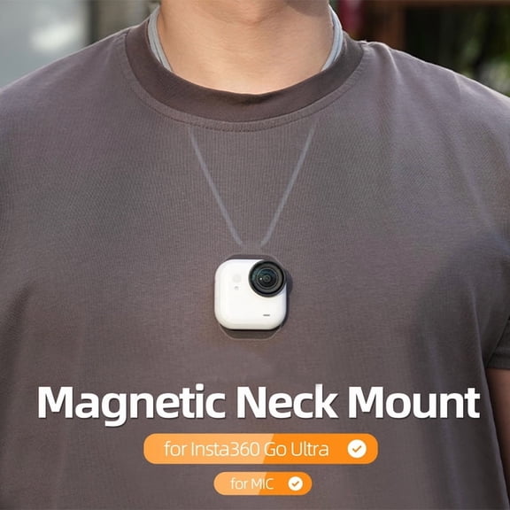 Gray Magnetic Adjustable Neck Mount Chest Body Camera Lanyard POV Vlog Holder Accessories for Insta360 Go Ultra/MIC