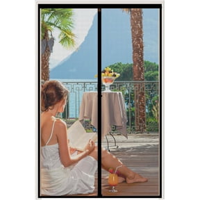 Gray Magnetic Screen Door Fits Door Size 28" x 78", Screen Size 30" x 80", Mesh Net Curtain with Magnet Keep Fresh Air in