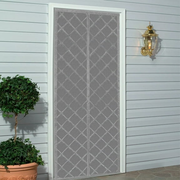 Gray Magnetic Thermal Insulated Door Curtain, Door Insulation Curtain, Center Opening Doorway Curtain, Waterproof Door Covers