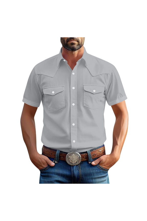 Gray Man Hippy Victorian Renaissance Peasant Plain Steampunk Tshirts Tee Tops for Man Short Sleeve Collared Turtleneck Neck Lounge Fall Summer Shirts Button 2026 M