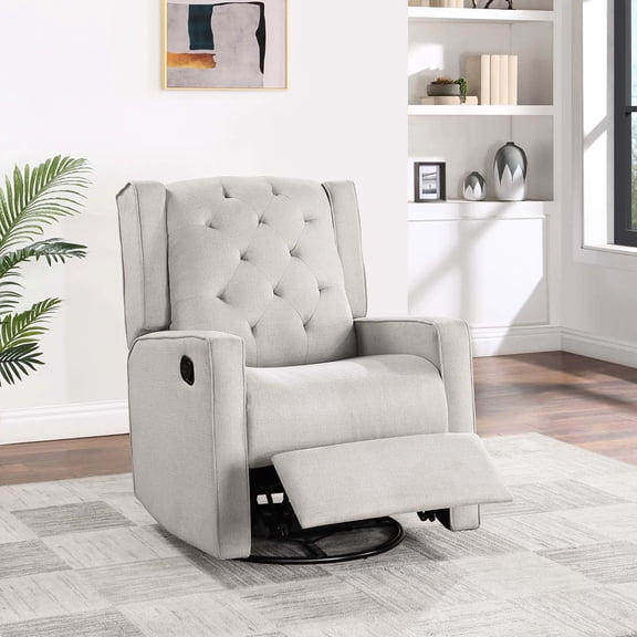 Gray Manual Recliner With Square Arms And Back For Comfort Fabric Swivel Glider In A Peaceful Time