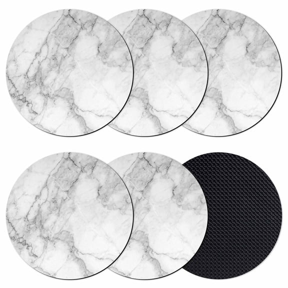 Gray Marble Coasters Set of 6, Absorbent Coasters for Drinks, Modern Simple Gradient Abstract Patterned Coaster for Desk Coffee Table Protection, Home Decor House Warming Gifts 4"