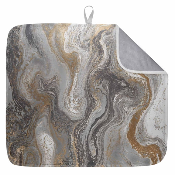 Gray Marble Dish Drying Mat for Kitchen Counter,Farmhouse Vintage Abstract Ombre Texture Dish Mat Drying Kitchen Mat for Sink Fridge Drawer Dishes Drainer Mats Microfiber Drying Pad 1pcs 16"x18"