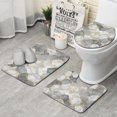 thumbnail image 1 of Gray Marble Gold Hexagon Pattern Bathroom Rugs Sets 3 Piece,Toilet Cover Set,Absorbent Non Slip Bathroom Mats Sets with U-Shaped Contour Rug Toilet Rug Set, 1 of 5