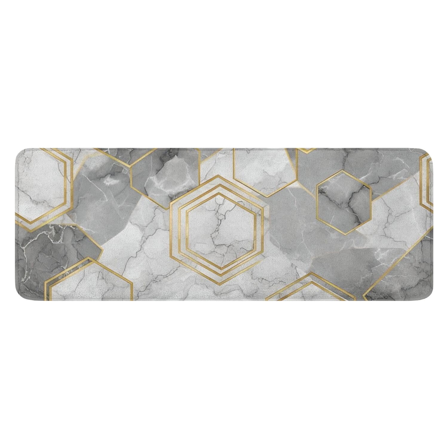 Grey Pattern Rug Mat Gray Marble Gold Hexagon Pattern Kitchen Rug Mat,Kitchen Runner Rugs ...