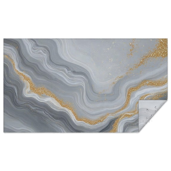 Gray Marble Gold Wave Pattern Rectangle Tablecloth 60"x102",Waterproof Polyester Rectangle Table Cloth, Wipeable Spillproof Polyester Tablecloth for Dining, Camping, Indoor and Outdoor