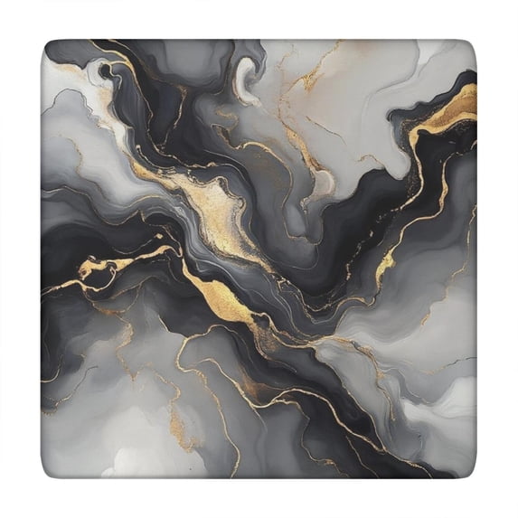 Gray Marble Gold Wave Pattern Square Fitted Tablecloth with Elastic Edge,Square Table Cover,Washable Elastic Table Cover for Home Kitchen Party Decor 34"x34"