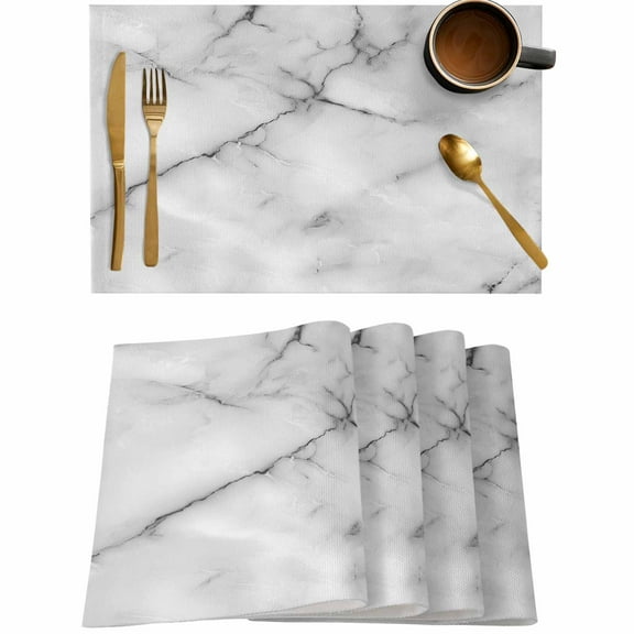 Gray Marble Gradient Crack Art Placemats Set of 4,Wipeable Washable Table Mats for Dining Tables,Minimalist Modern Style Place Mats for Kitchen Event Party Tabletop Decor