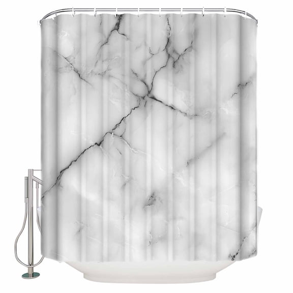 Gray Marble Gradient Crack Art Shower Curtain for Bathroom, Minimalist Modern Style Waterproof Shower Curtains Washable Quick Dry with Hooks Bathtub Curtains 36x72 IN