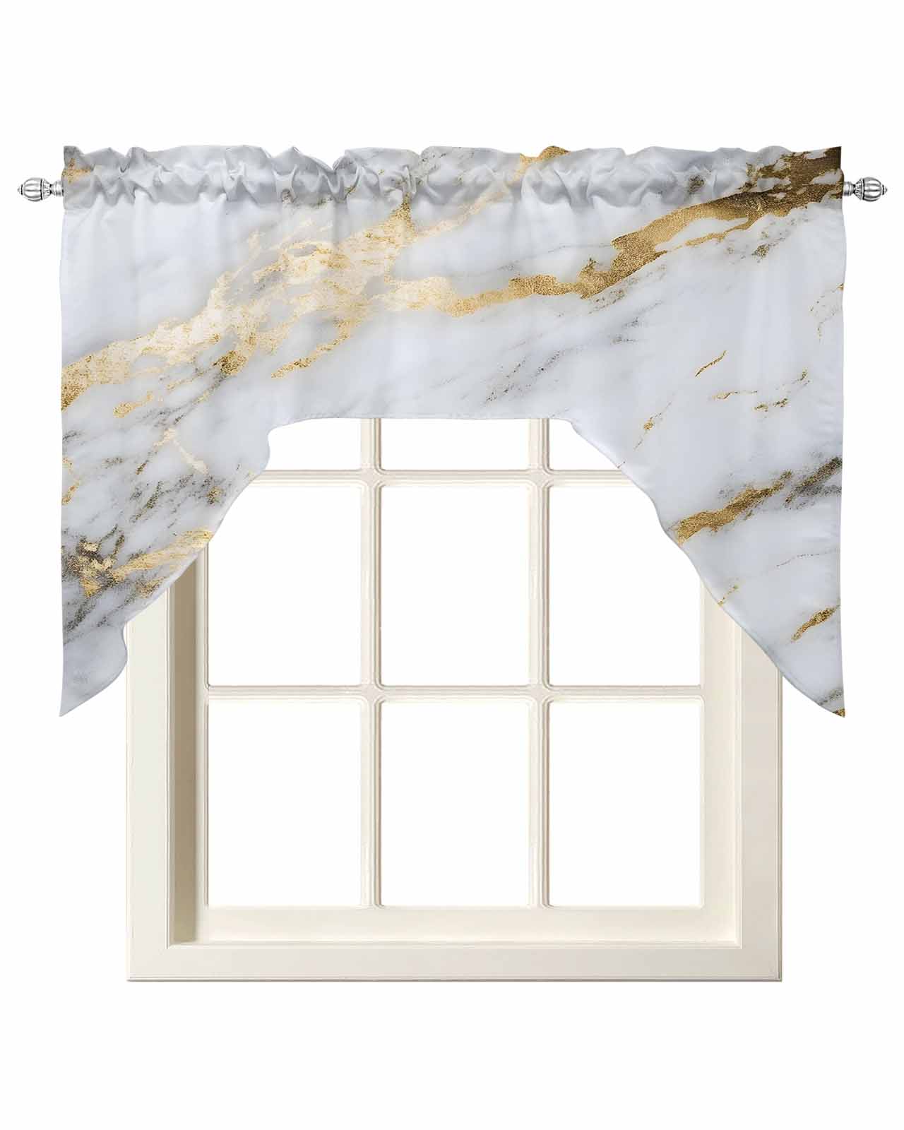 Qinghengyong Lace Ruffle Cafe Kitchen Window Drape Valance Semi Pizzo