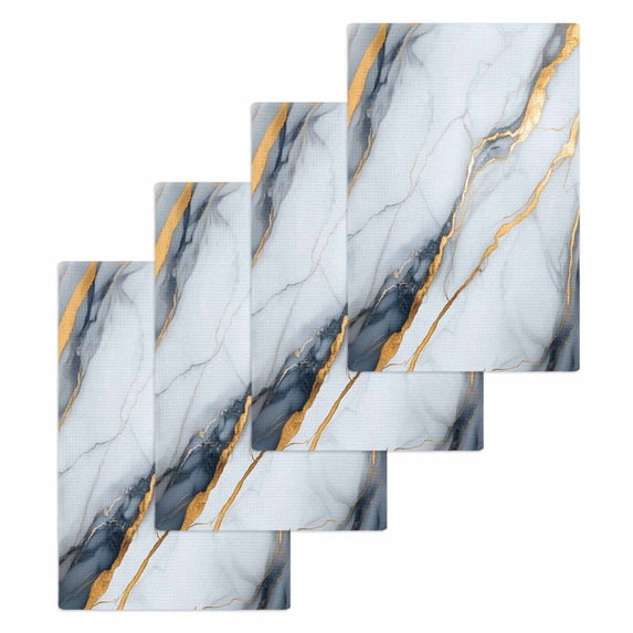 Gray Marble Kitchen Dish Towels for Drying Dishes Set of 4, Modern Ink Painting Art Abstract Waffle Weave Microfiber Hand Tea Bathroom Towels Quick Dry & Absorbent Towel 15.7x23.6