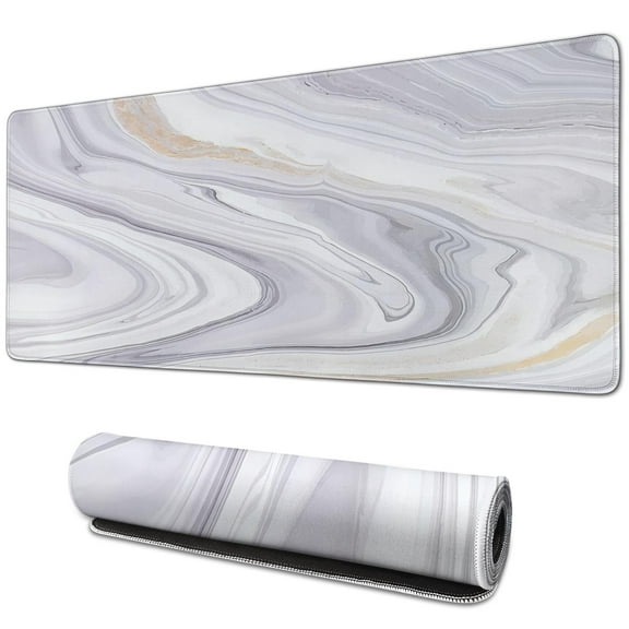 Gray Marble Lines Line Theme pad Mousewaterproofwashable for Office Home Work Gaminggaming Mouse PadRubber Base Mousepad with Stitched Edges 31.5x11.8inches