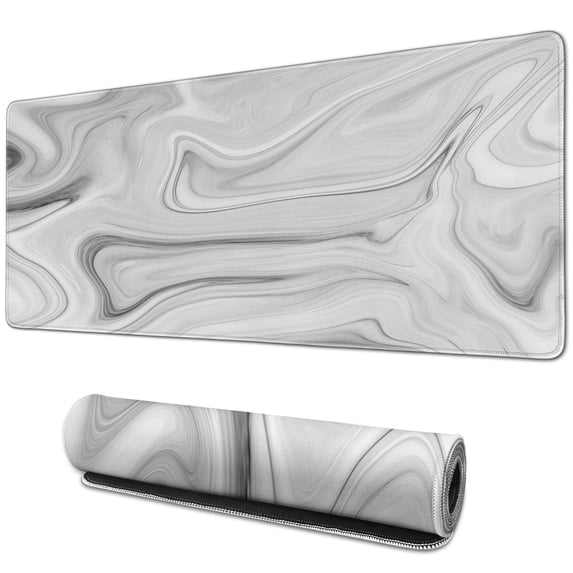 Gray Marble Lines desk Mouse Padwaterproofno Slip Line Series for Office Home Work GamingmousematRubber Base Mousepad with Stitched Edges 31.5x11.8inches