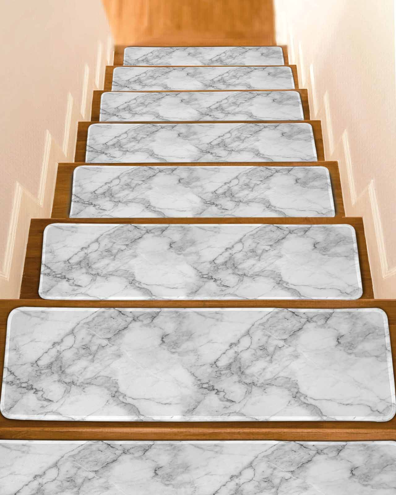 Gray Marble Non-Slip Stair Treads for Wooden Steps, 15 Pack-8x30in ...