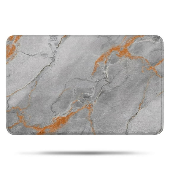 Gray Marble Orange Line Pattern Bathroom Rugs Mat,Non Slip Microfiber Bathroom Rug,Rubber Backing,Soft Bathroom Mats for Bathroom Floor,Tub and Shower,17x27in(43x68cm)