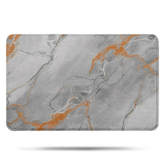 Gray Marble Orange Line Pattern Bathroom Rugs Mat,Non Slip Microfiber Bathroom Rug,Rubber Backing,Soft Bathroom Mats for Bathroom Floor,Tub and Shower,17x27in(43x68cm)