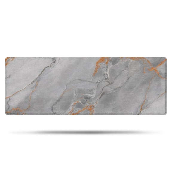 Gray Marble Orange Line Pattern Bathroom Rugs Mat,Non Slip Microfiber Bathroom Rug,Rubber Backing,Soft Bathroom Mats for Bathroom Floor,Tub and Shower,47x17in(120x43cm)