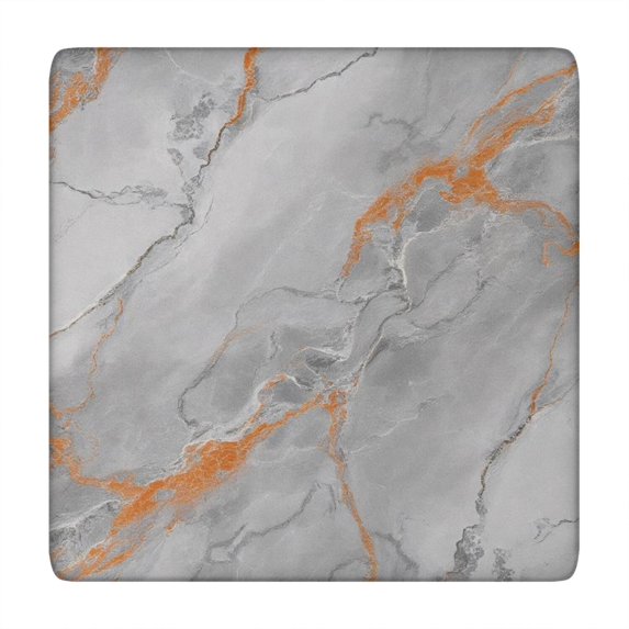 Gray Marble Orange Line Pattern Square Fitted Tablecloth with Elastic Edge,Square Table Cover,Washable Elastic Table Cover for Home Kitchen Party Decor 34"x34"