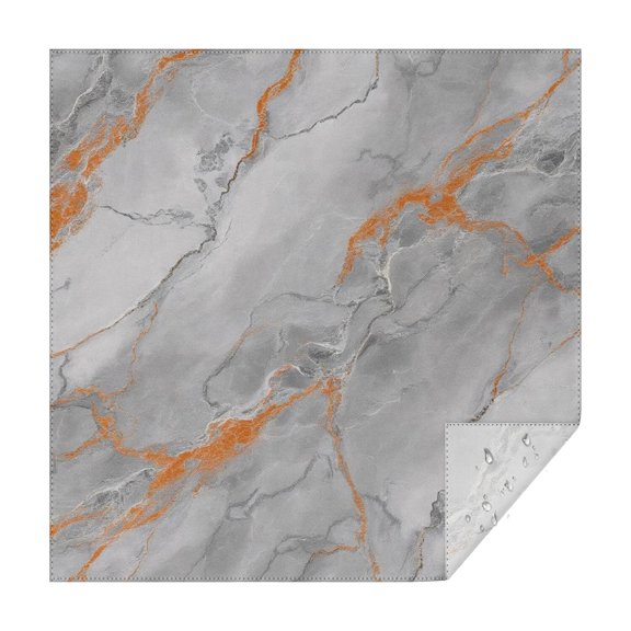Gray Marble Orange Line Pattern Square Tablecloth,Waterproof Square Table Cover,Wipeable Spillproof Washable Table Cover for Home Kitchen Party Decor 60"x60"(152x152cm)