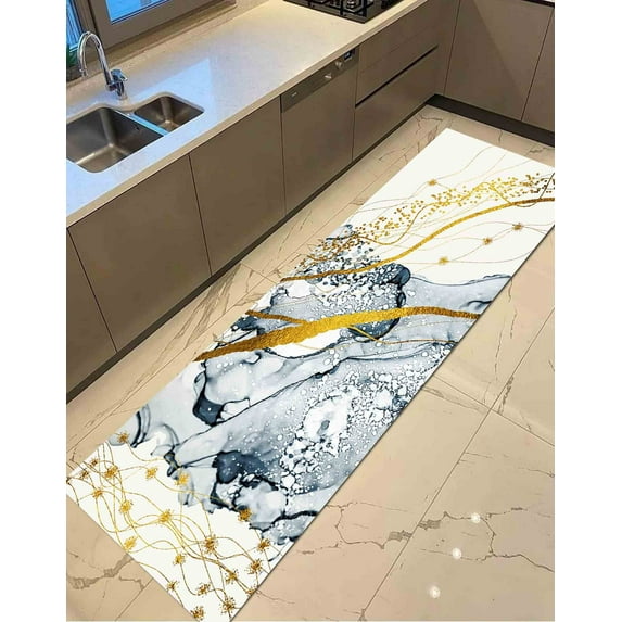 Gray Marble Rugs, Luxury Rugs, Bedroom Rugs, Gray Marble Rug, Salon Decor Rug, Alcohol Ink Rug, Gray And Gold Marble Rugs, Kitchen Rugs, 1.7'x2.3' - 50x70 cm
