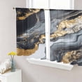 thumbnail image 1 of Gray Marble Sheer Curtains 45 Inch Length 2 Panels Set, Yellow Modern Ink Painting Abstract Art Voile Window Treatment Rod Pocket Small Kitchen Curtains Drapes for Bedroom 52"x45"x2, 1 of 7