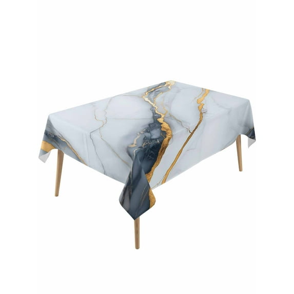 Gray Marble Table Cloth, Modern Ink Painting Art Abstract Waterproof Tablecloth for Rectangle Tables, Reusable Washable Fabric Table Cover for Restaurant Kitchen Dining Tables 60"x120"