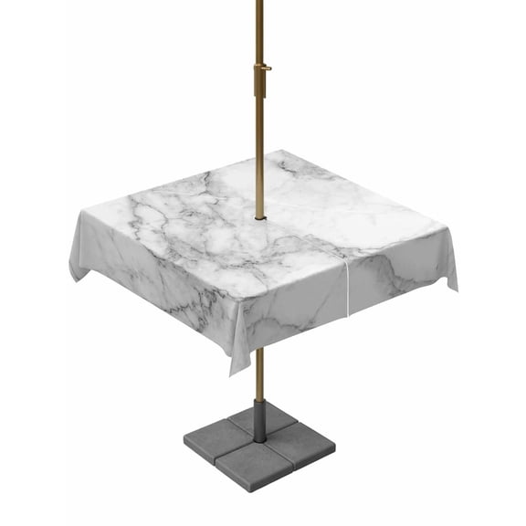 Gray Marble Table Cloth Rectangle Outdoor Tablecloth, Modern Simple Gradient Abstract Patterned Waterproof Table Cover with Umbrella Hole and Zipper for Party/Dining/Patio/Wedding 54x54 Inch