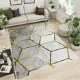 thumbnail image 1 of Gray Marble Texture Area Rug, Luxury Gold Geometric Lines Decorative Rug, With Non-Slip Rubber Backing Home Decoration For Living Room Bedroom Study 3 x 5ft, 1 of 6