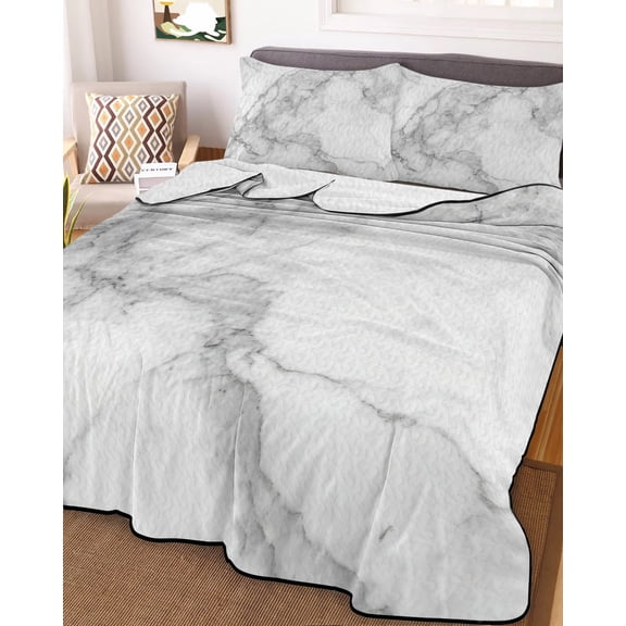 Gray Marble Twin Size Down Alternative Comforter, Lightweight Comforter Quilt Bedding Set with Pillow Shams Modern Simple Gradient Abstract Patterned All Seasons Bed Comforter Duvet Insert 68"x86"