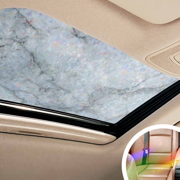 Gray Marble Window Privacy Film Rainbow Static Cling Stain Glass Window Film for Glass Door, Decorative Sunroof Decal Sticker for Car Bathroom 17.7"x39.3" Modern Simple Gradient Abstract Patterned