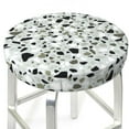 Gray Marble pattern Round Bar Stool Seat Covers, Elastic Round Chair