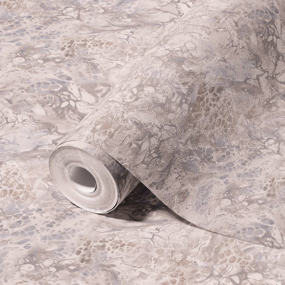 Gray Marbled Embossed Wallpaper, Non-Adhesive Wallcovering Roll: 41.7”W x 614”H- 177.80 sq ft