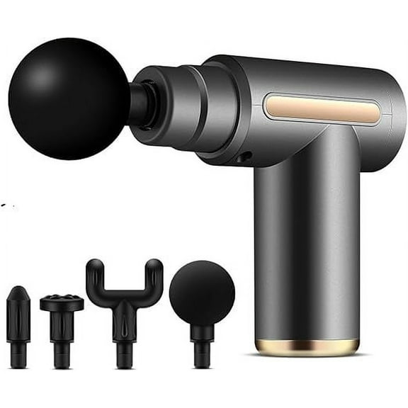 Gray Massage Gun Massager Fascia Muscle Deep Tissue Body Neck Back Pain 4 Heads